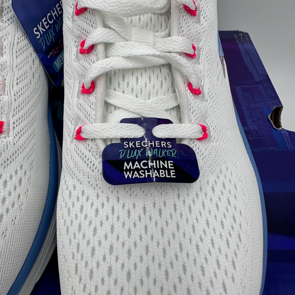 Skechers D'Lux Walker Sneakers Womens 9.5 White Blue Infinite Motion 149368 NEW - Picture 7 of 12